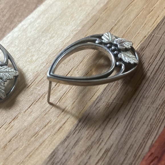 Sterling Silver Teardrop Leaf Adornment Earrings - Picture 3 of 5